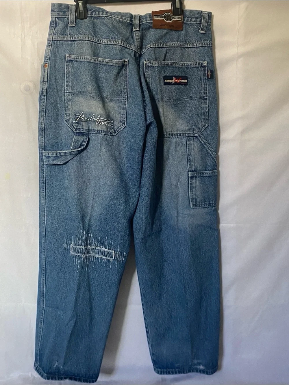 Brooklyn Xpress Carpenter Jeans 38x31 Patchwork Sashiko Distressed Y2K 90s READ